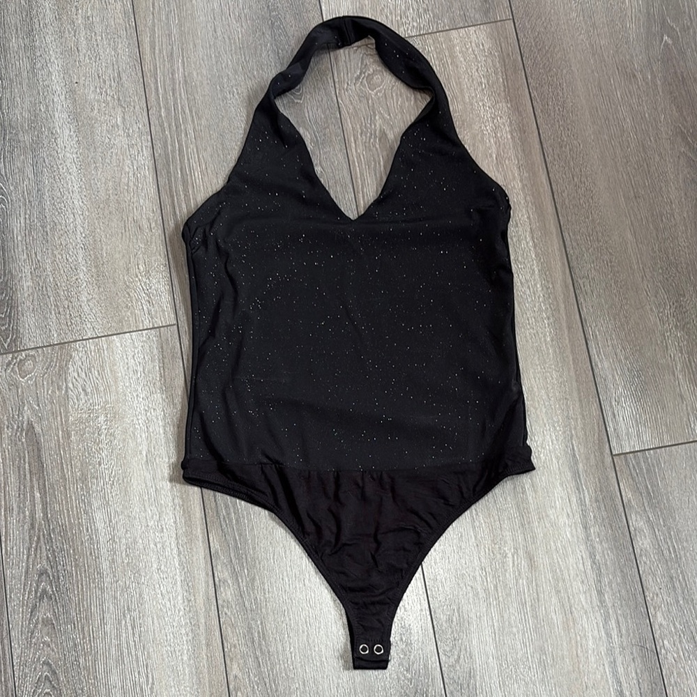 Eclipse Black Hooded Bodysuit Sleeveless Top